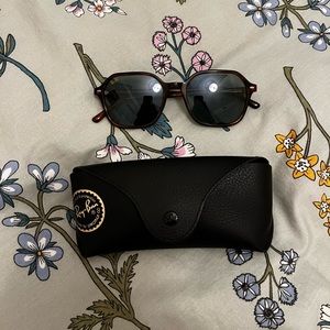 Ray-Ban John Sunglasses Polished Striped Havana with Blue Lenses!